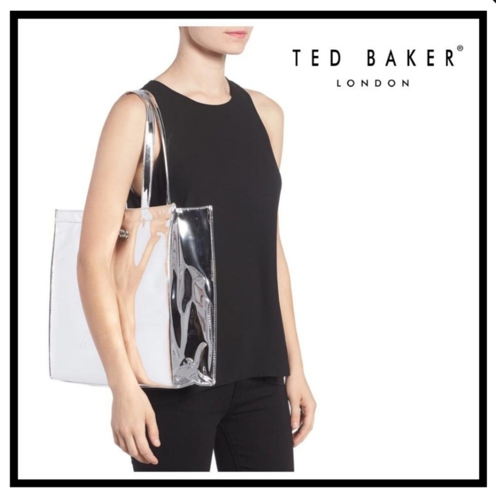 NWT Ted Baker London Silver Metallic Tote